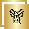 Outlined motorcycle engine on metallic tile