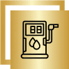 A gas pump with a fire on it.