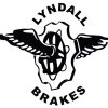 A black and white image of the lyndall brakes logo.